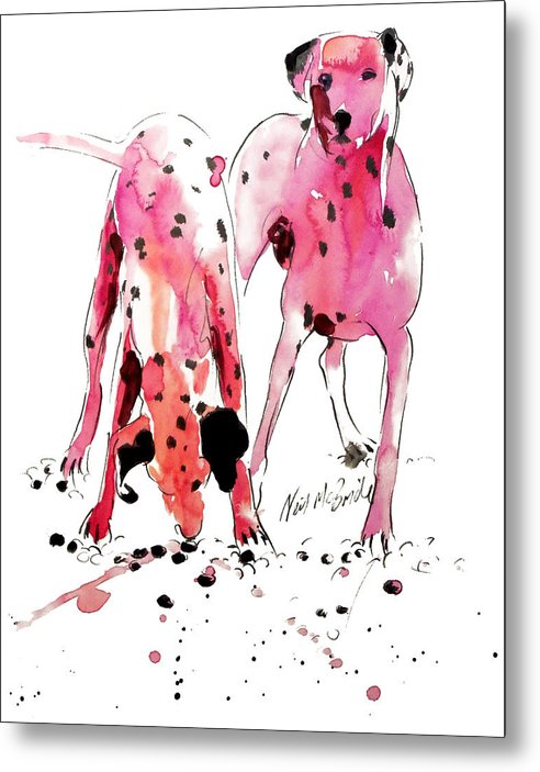 Pink Dalmations - Metal Print